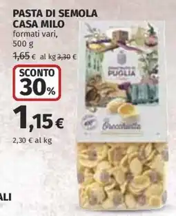 Ipercoop Pasta di semola Casa Milo offerta