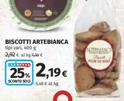 Ipercoop Biscotti Artebianca offerta