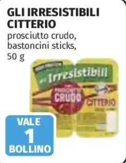Ipercoop Prosciutto crudo bastoncini sticks Citterio offerta