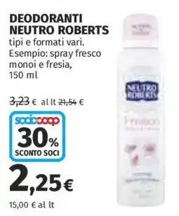 Ipercoop Deodoranti Neutro Roberts offerta