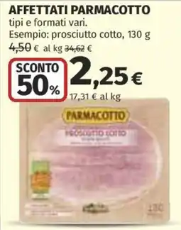 Ipercoop Prosciutto cotto Parmacotto offerta