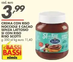 Italmark Crema con riso nocciole e cacao senza lattosio Si con riso Scotti offerta
