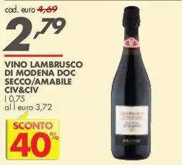 Italmark Vino Lambrusco di Modena Doc offerta