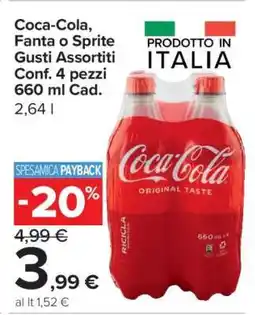 Carrefour Coca-Cola, Fanta o Sprite Gusti Assortiti Conf. 4 pezzi 660 ml Cad offerta