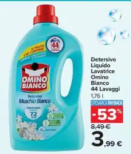 Carrefour Detersivo Liquido Lavatrice Omino Bianco 44 Lavaggi offerta