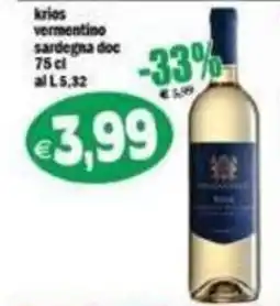 Il Castoro Supermercati Krios vermentino sardegna doc offerta