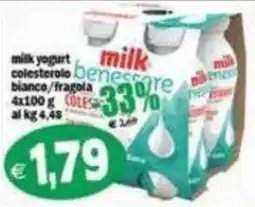 Il Castoro Supermercati milk yogurt colesterolo bianco/fragola offerta