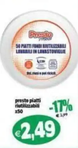 Il Castoro Supermercati Presto piatti riutilizzabili offerta