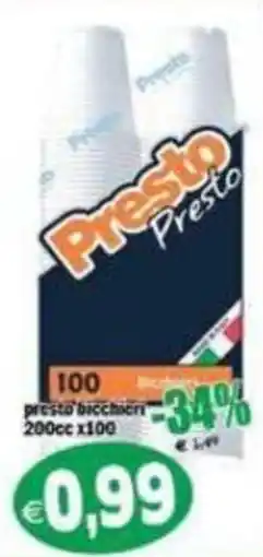 Il Castoro Supermercati Presto bicchieri offerta