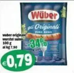 Il Castoro Supermercati Wüber gli Originali wurstel suino offerta