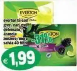 Il Castoro Supermercati Everton tè earl grey / earl grey deteinato arancia zenzero / mela salvia 40 filtri offerta