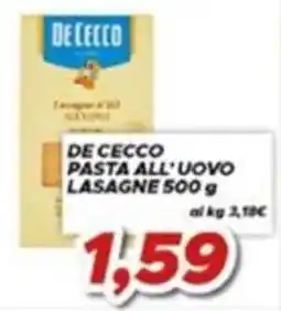 MA Supermercati De Cecco pasta all'uovo lasagne offerta