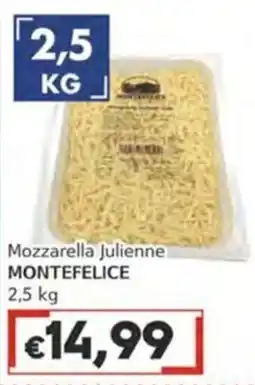 Italy Cash Mozzarella Julienne Montefelice offerta