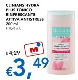Migross Superstore Clinians Hydra Plus tonico rinfrescante attiva antistress offerta