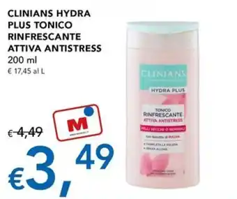 Clinians Hydra Plus tonico rinfrescante attiva antistress