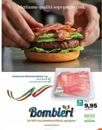 Pancetta tesa affumicata affettata Bombieri