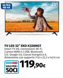 Ipercoop TV LED 32" EKO K320HGT offerta