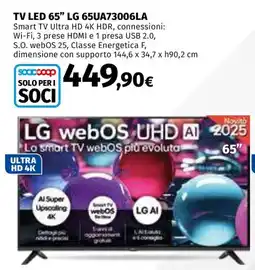 Ipercoop TV LED 65" LG 65UA73006LA offerta