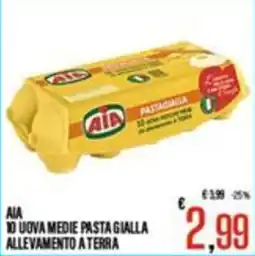 Supermercati EffePiù AIA 10 Uova Medie Pasta Gialla Allevamento a Terra offerta