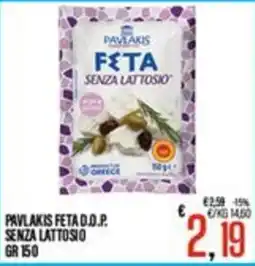Supermercati EffePiù Pavlakis feta d.o.p. senza lattosio offerta