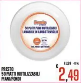 Presto 50 piatti riutilizzabili piani/fondi
