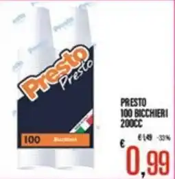 Supermercati EffePiù Presto bicchieri offerta