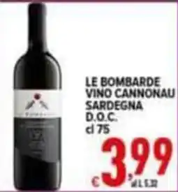 Iper Triscount Le Bombarde Vino Cannonau Sardegna offerta