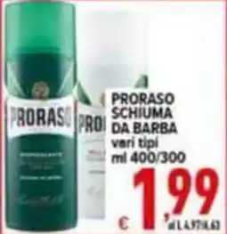 Iper Triscount Proraso schiuma da barba offerta