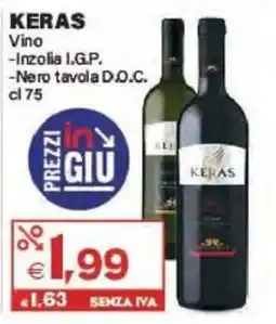 Boningros Cash and Carry Keras Vino Inzolia I.G.P./Nero tavola DO.C. offerta