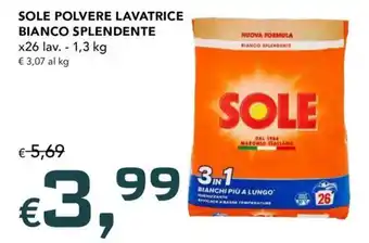 Sole polvere lavatrice bianco splendente
