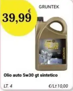 Re Mercato Lucrezia Olio auto 5w30 gt sintetico Gruntek offerta