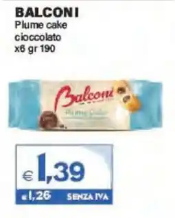 Boningros Cash and Carry Balconi Plume cake cioccolato offerta