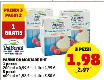 PENNY Panna da montare uht a lunga conservazione 200 g(ml) offerta