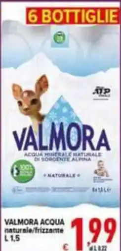 Iper Triscount Valmora acqua naturale/frizzante offerta