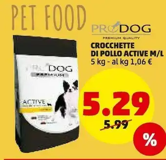 PENNY Pro dog crocchette di pollo active m/l 5 kg offerta