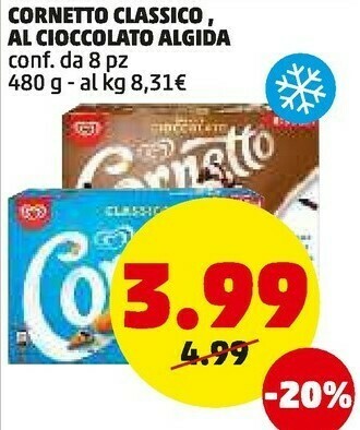 PENNY Algida cornetto classico al cioccolato offerta