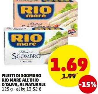 PENNY Filetti di sgombro all'olio di oliva 125 g(ml) offerta