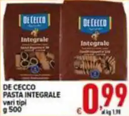 Iper Triscount De Cecco pasta integrale offerta
