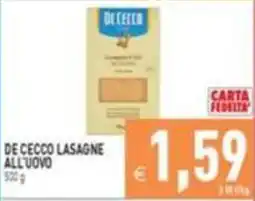 Pim Supermercati De Cecco lasagne all'uovo offerta