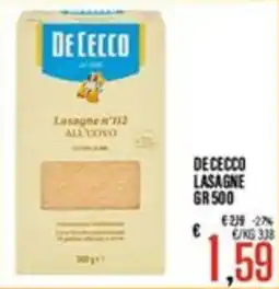 Supermercati EffePiù De Cecco Lasagne n°112 all'uovo offerta