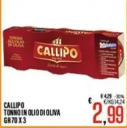 Supermercati EffePiù Callipo tonno in olio di oliva offerta