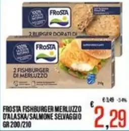 Supermercati EffePiù Frosta fishburger merluzzo d'alaska/salmon selvaggio offerta
