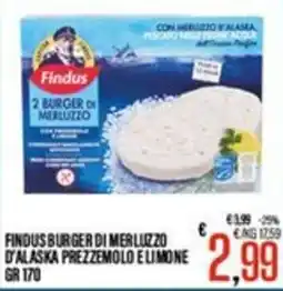 Supermercati EffePiù Findus burger di merluzzo d'alaska prezzemolo e limone offerta