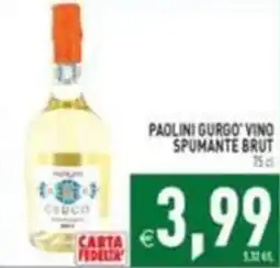 Pim Supermercati Paolini Gurgò' vino spumante brut offerta