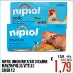 Supermercati EffePiù Nipiol omogeneizzati di carne manzo/pollo/vitello offerta