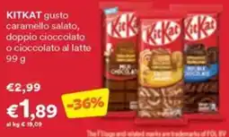 Unes KitKat gusto caramello salato, doppio cioccolato o cioccolato al latte offerta