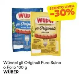 Unes Würstel gli Originali Puro Suino o Pollo WÜBER offerta