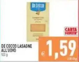 Iperfamily De Cecco lasagne all'uovo offerta