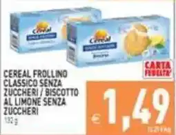Iperfamily Cereal Frollino Classico Senza Zuccheri / Biscotto Al Limone Senza Zuccheri offerta