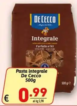 Ipercarni Pasta integrale De Cecco offerta